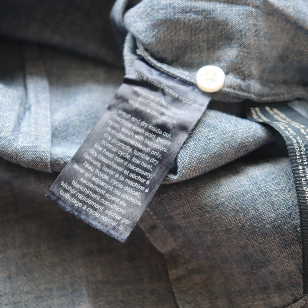 Tommy Hilfiger Chambray Roll Tab Sleeve Classic Fit Casual Button Shirt Large - Picture 8 of 10